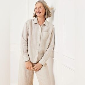 NWOT!! Talbots Beige Linen Shirt, Sz. 1X Petite